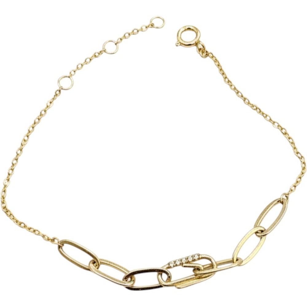 Madewell 925 Sterling Silver Gold Vermeil Pave Link Chain Bracelet Adjustable